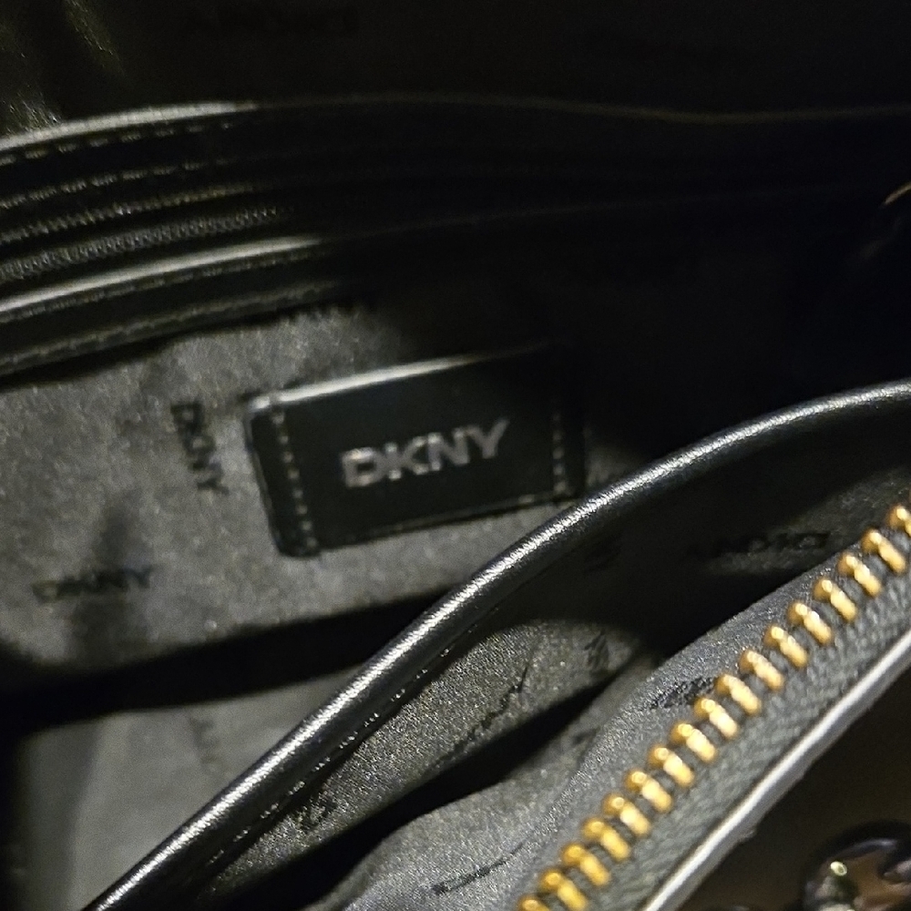 DKNY Dark Satchel with Chain Accent - Picture 2 of 7